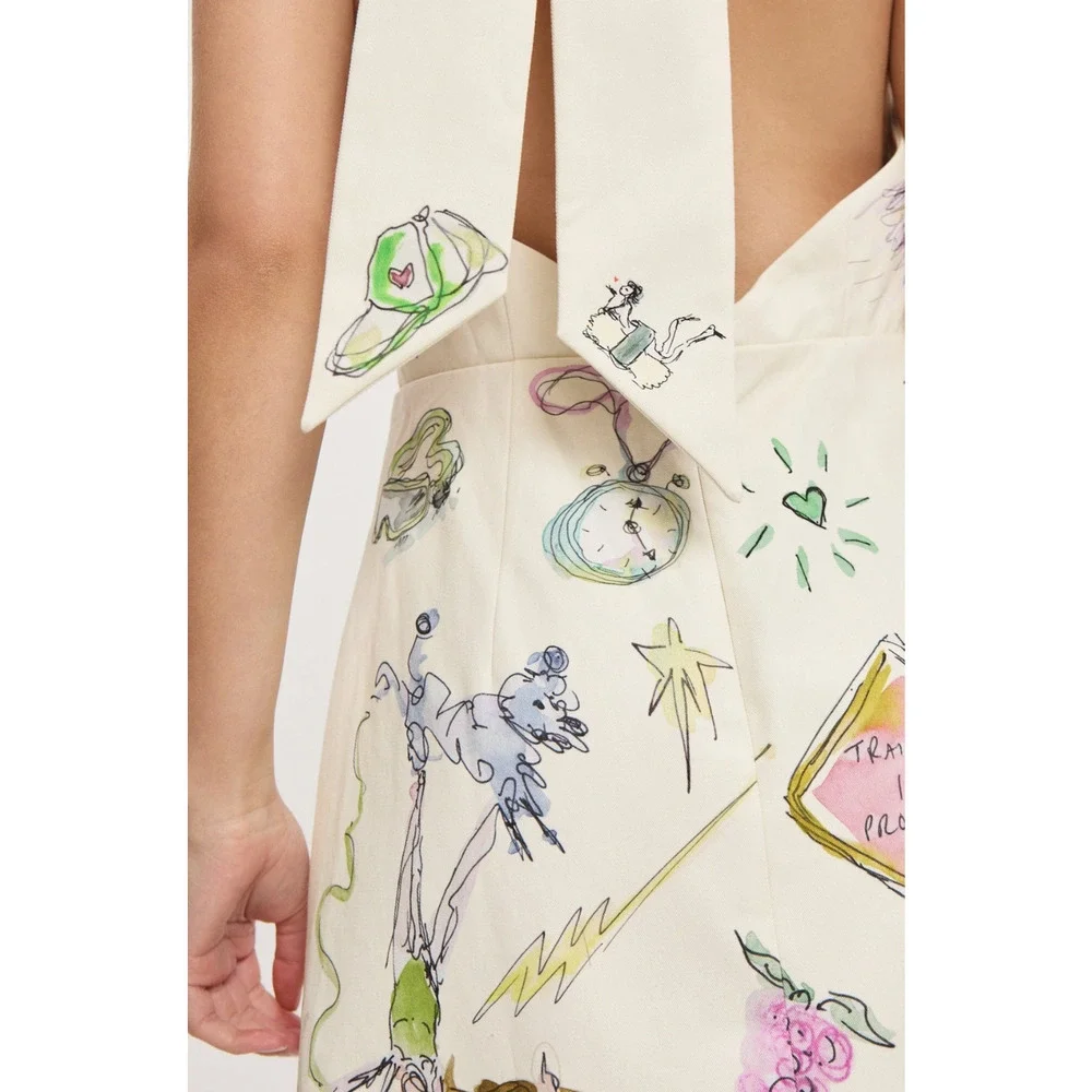 Alemais + Anouk Colantoni Court organic cotton-twill halterneck mini dress US 8 - Picture 6 of 12